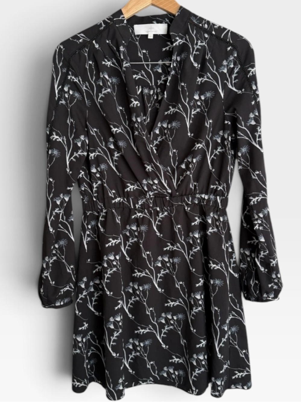 Thakoon Addition Womens Size 4Dress Long Sleeve Short Black With Floral